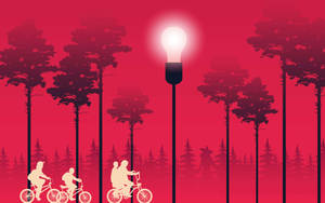 Cute Stranger Things Bikers On Forest Wallpaper