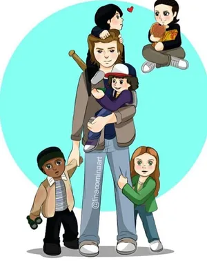 Cute Stranger Things Kids With Big Brother Wallpaper