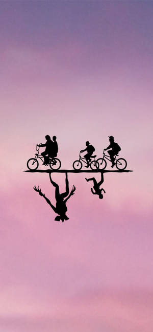 Cute Stranger Things Squad Biking Wallpaper