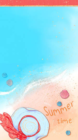 Cute Summer Hat At Beach Wallpaper