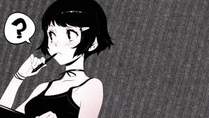 Cute Thinking Anime Girl Black And White Pfp Wallpaper