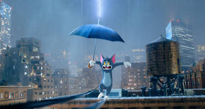 Cute Tom And Jerry With Umbrella Wallpaper