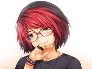 Cute Tomboy With Red And Black Hair Wallpaper