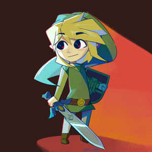 Cute Toon Link With A Sword Wallpaper