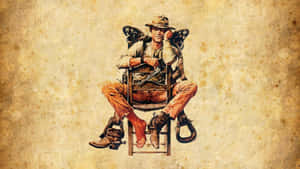 Cute Western Man Chair Wallpaper