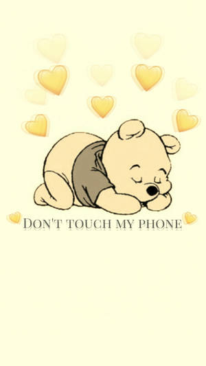 Cute Winnie The Pooh Iphone Don't Touch Phone Wallpaper