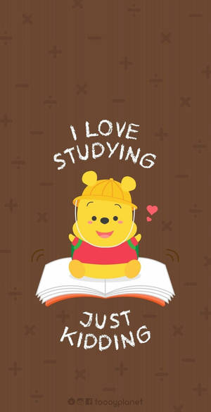 Cute Winnie The Pooh Iphone Love Studying Kidding Wallpaper