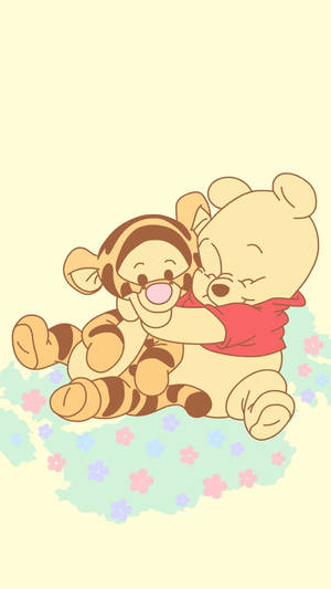 Cute Winnie The Pooh Iphone Tigger Hugging Wallpaper