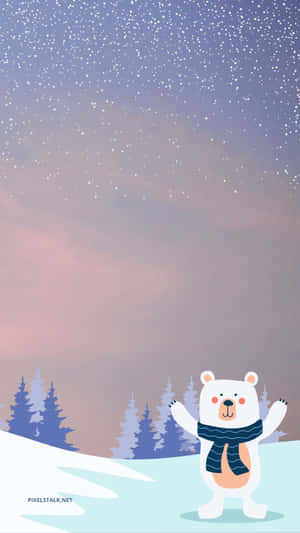 Cute Winter Polar Bear Phone Wallpaper