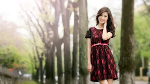 Cute Woman Beautiful Scenery Wallpaper