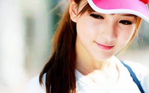 Cute Woman Pink Cap Wallpaper