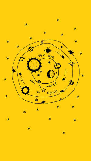 Cute Yellow Outer Space Graphic Wallpaper