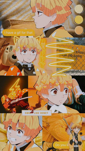 Cute Zenitsu Various Expressions Wallpaper