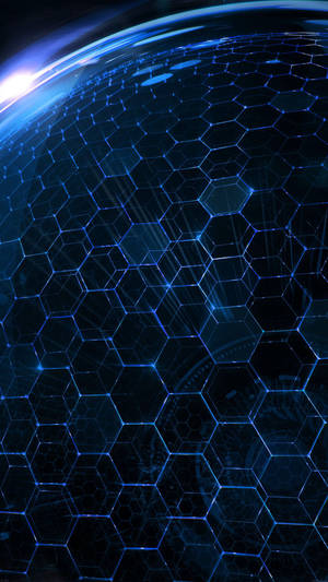 Cyber Hexagonal Blue Wallpaper