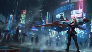 Cyberpunk 2560x1440 Flying Vehicle Wallpaper