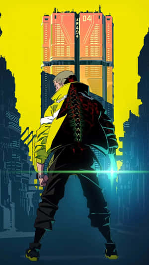 Cyberpunk Character Yellow Backdrop Wallpaper