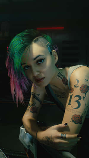 Cyberpunk Characterwith Tattoos Wallpaper