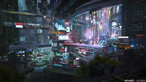 Cyberpunk City Billboards Wallpaper