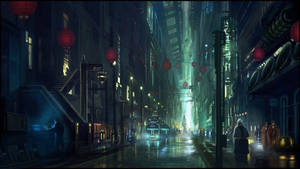Cyberpunk City Chinatown Wallpaper