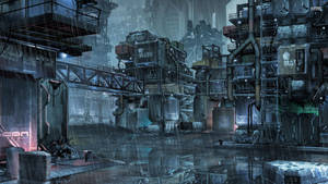Cyberpunk City Slums Wallpaper