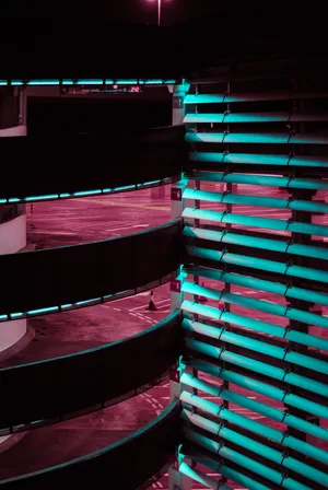 Cyberpunk Parking Building Wallpaper