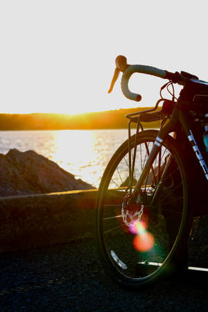 Cycling Bike Ocean Sunset Wallpaper