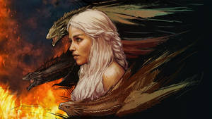 Daenerys Targaryen Dragon Fire Art Wallpaper