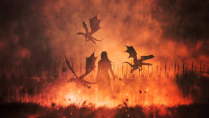 Daenerys Targaryen Fire Silhouette Wallpaper