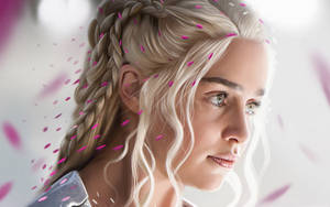 Daenerys Targaryen Pink Petals Art Wallpaper