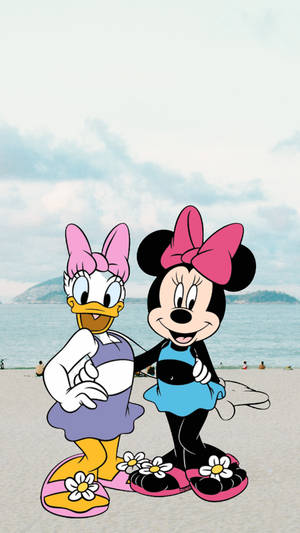 Daisy Duck And Minnie Mouse Swimsuit Wallpaper