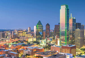 Dallas Skyline Colorful Lights Wallpaper