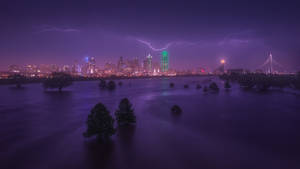 Dallas Skyline Lightning Bolts Wallpaper