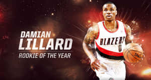 Damian Lillard Rookieofthe Year Artwork Wallpaper