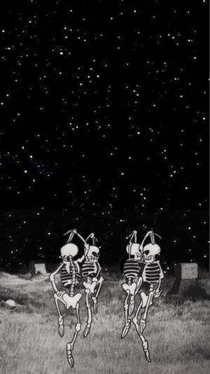 Dancing Skeletons Halloween Phone Wallpaper