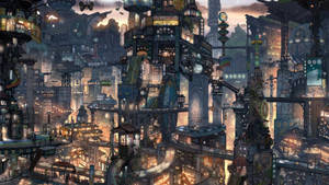 Dark Animated Cityscape Wallpaper