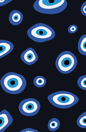 Dark Blue Evil Eye Pattern Wallpaper