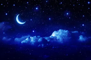 Dark Blue Star Crescent Cloud Wallpaper