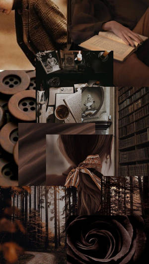 Dark Brown Aesthetic Collage Wallpaper