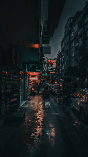 Dark City Streetlight Wallpaper