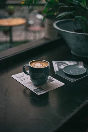 Dark Green Cup Of Coffee Wallpaper