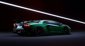 Dark Green Lamborghini 3d Car Wallpaper
