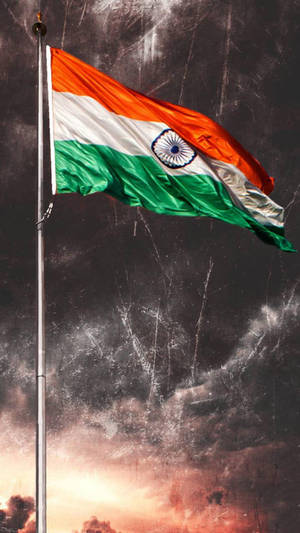 Dark Grungy Indian Flag Mobile Wallpaper