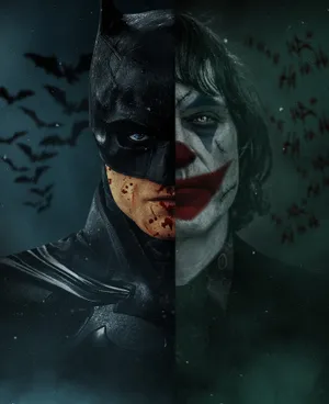 Dark Half Batman Half Joker Aesthetic Poster Wallpaper