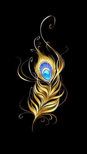 Dark Krishna Golden Feather Wallpaper