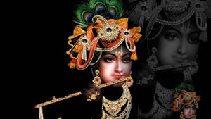 Dark Krishna Looking Away Wallpaper