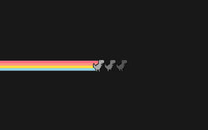 Dark Laptop Dinosaur Running In Rainbow Wallpaper