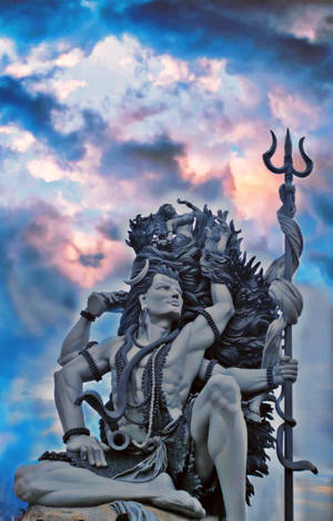 Dark Mahadev Statue And Sky Hd Wallpaper