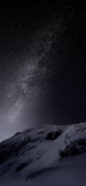 Dark Mode Snowy Mountain Under Countless Stars Wallpaper