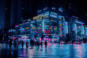 Dark Neon City In Korea Wallpaper
