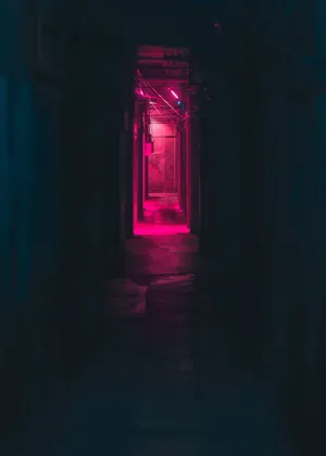 Dark Neon Pink Alleyway Wallpaper